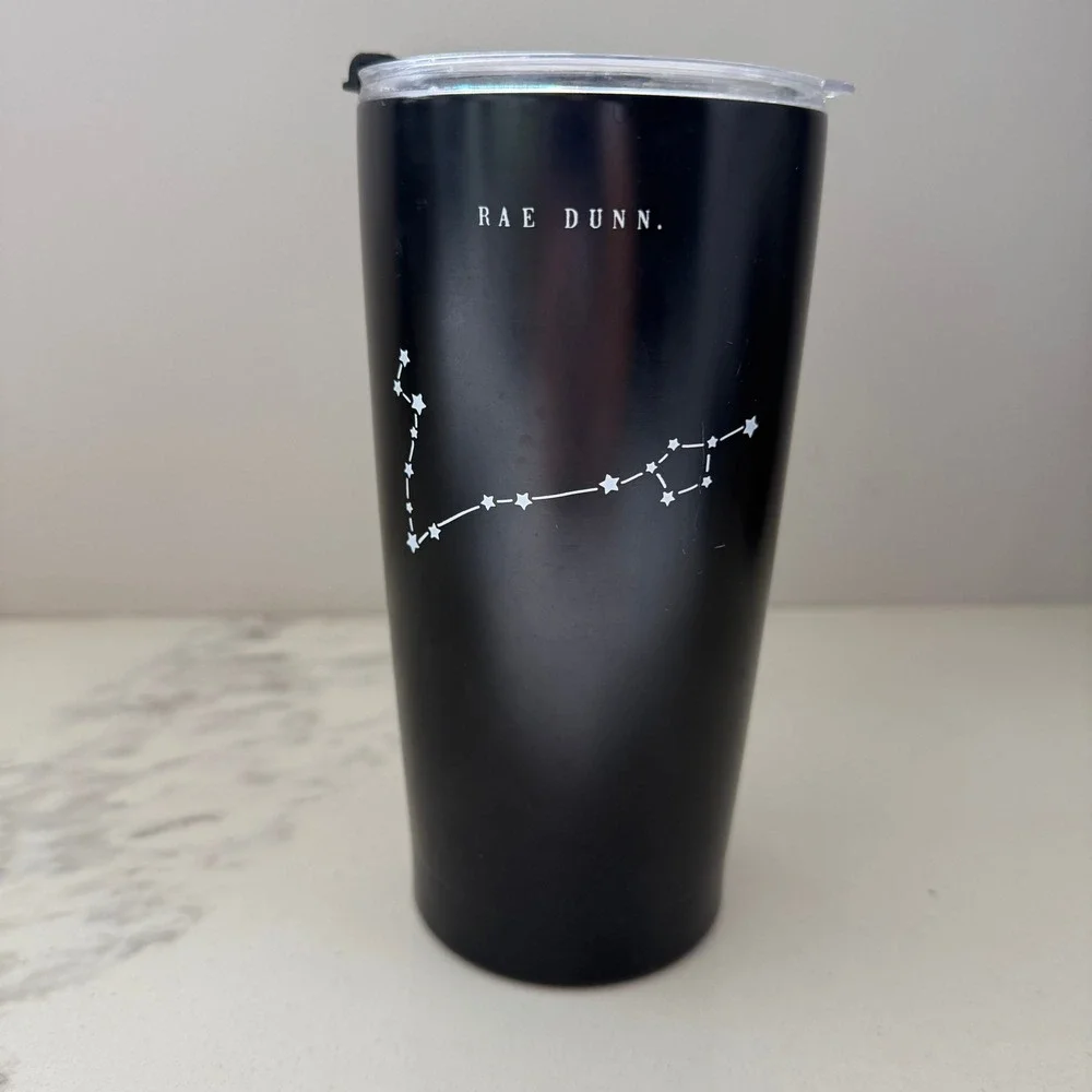 Rae Dunn Pisces Zodiac Constellation Stainless Steel Tumbler Matte Black‎ 17oz